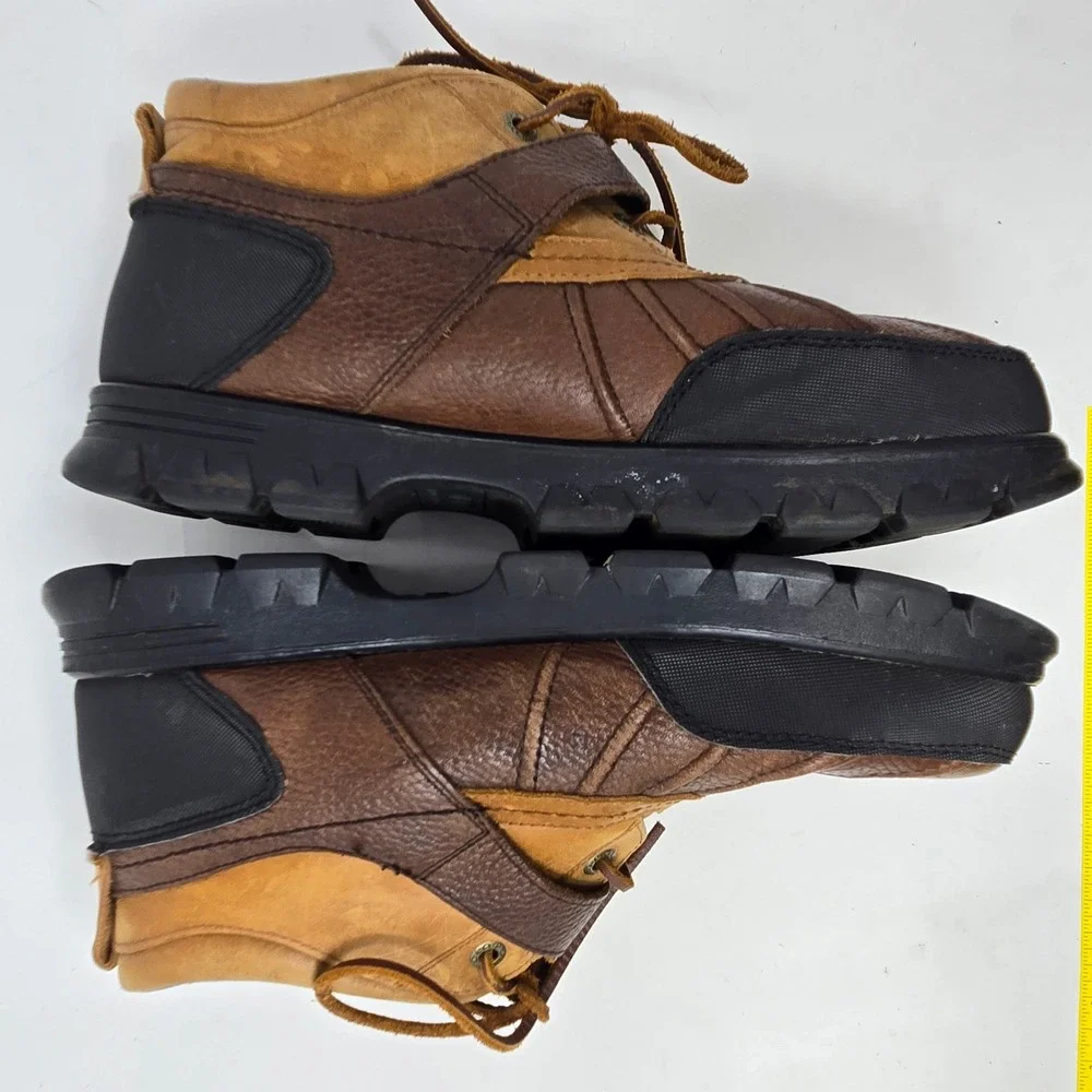 Polo Ralph Lauren Duck Boots Leather Buckle Strap 12D Brown Tan Rugged Mens